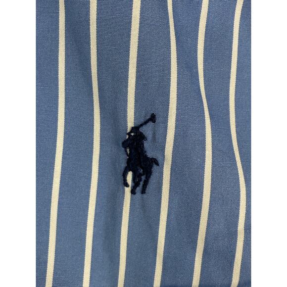 Ralph Lauren Classic Fit Button Up Striped Executive Shirt Haberdashe Blue XL 17 - Picture 6 of 9